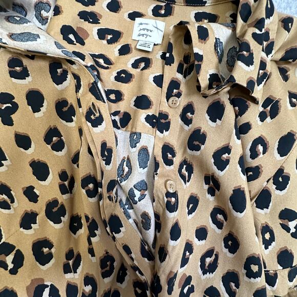 A New Day Shirtdress Brown Women S Leopard Print Short Sleeve Collared Button Up - Picture 7 of 9